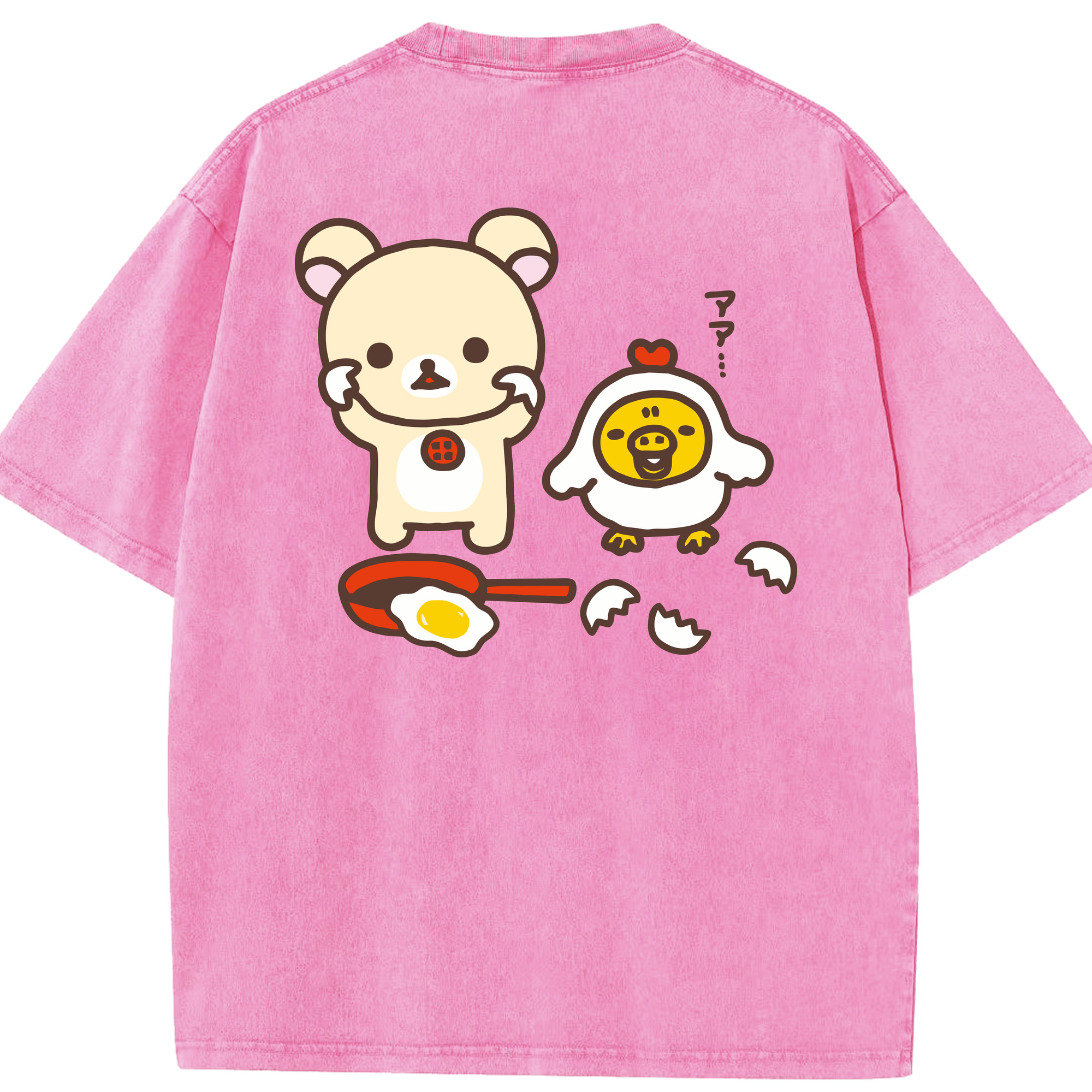 （画像用） リラックマ リラックマ キイロイトリ Rilakkuma Korilakkuma Kiiroitori 綿100% ヴィンテージ風 半袖Tシャツ（背面プリント）